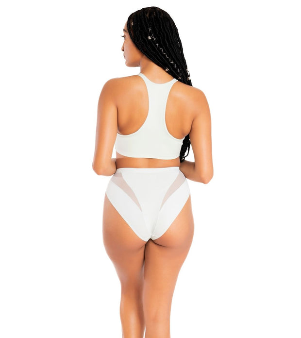 High Waisted Mesh Panel Cheeky