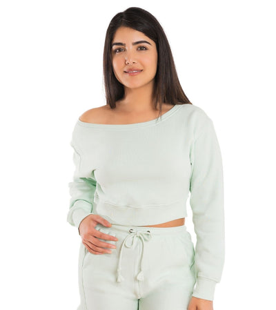 Off Shoulder Cropped Sweatshirt