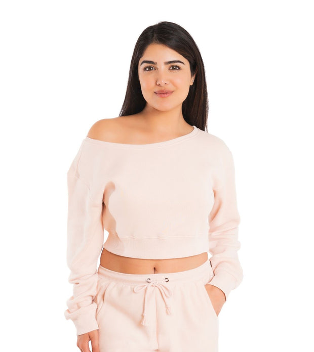 Off Shoulder Cropped Sweatshirt
