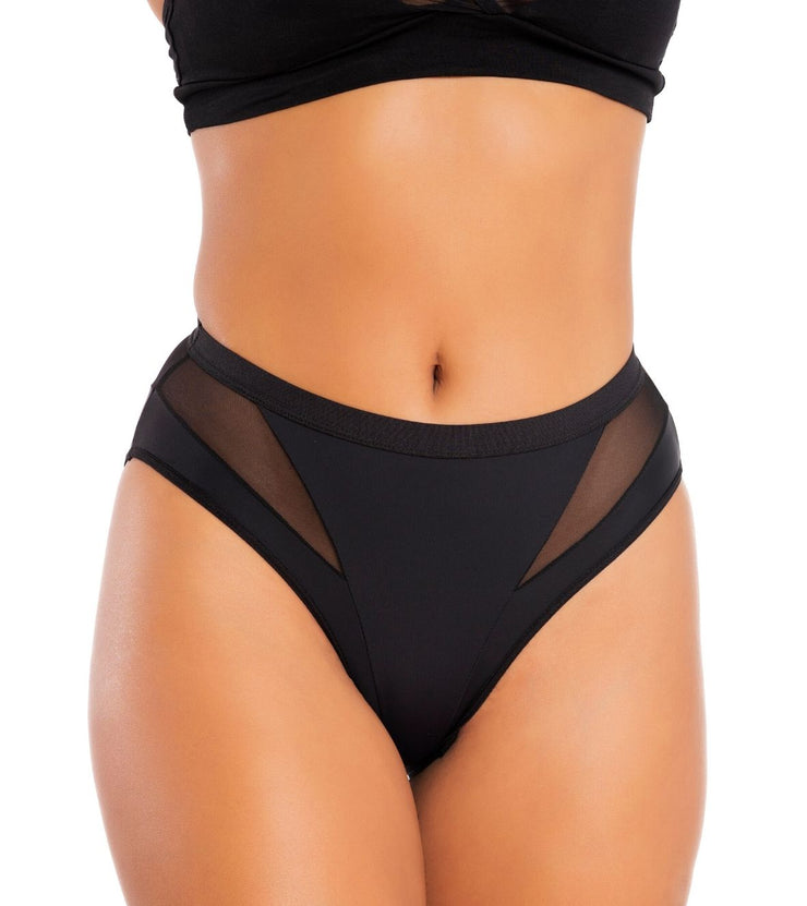 High Waisted Mesh Panel Cheeky